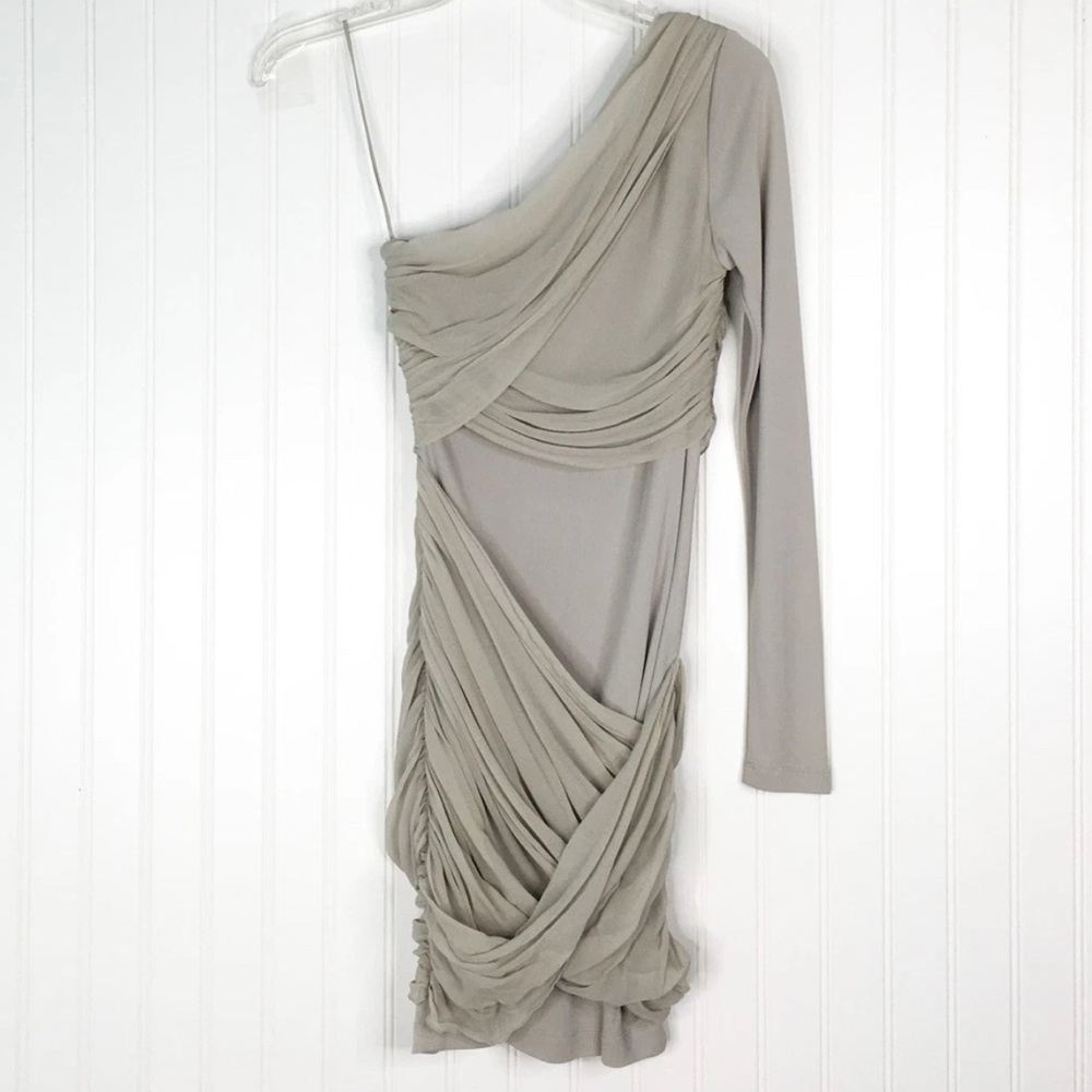 Alice + Olivia One Shoulder Dress in Taupe